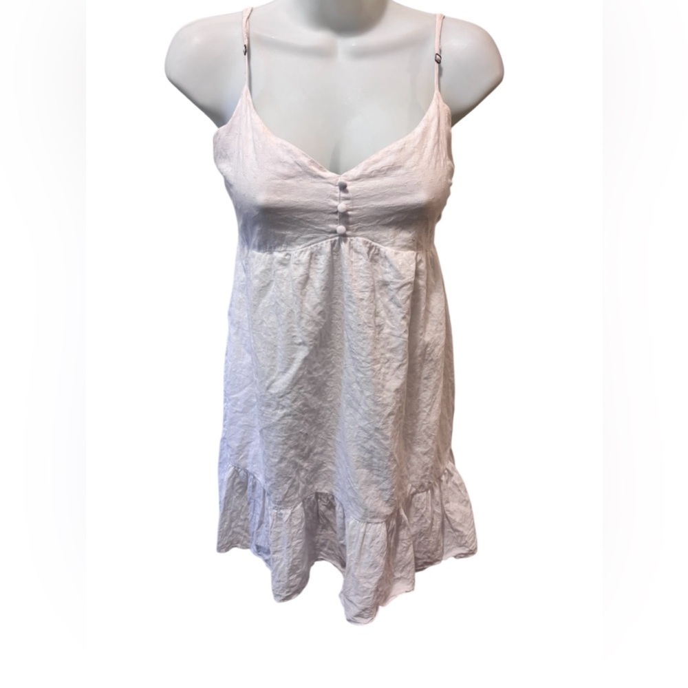 Abercrombie & Fitch White Babydoll Smocked Dress S Ruffle Hem Romantic Coquette